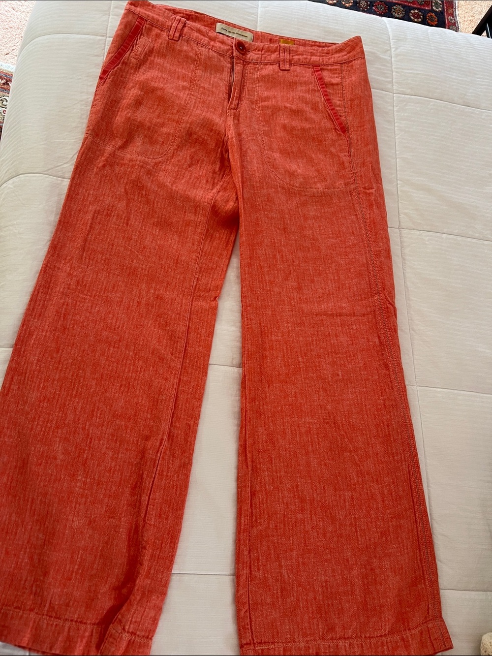 Pilcro and the Letterpress Heather Coral Linen Blend Trousers